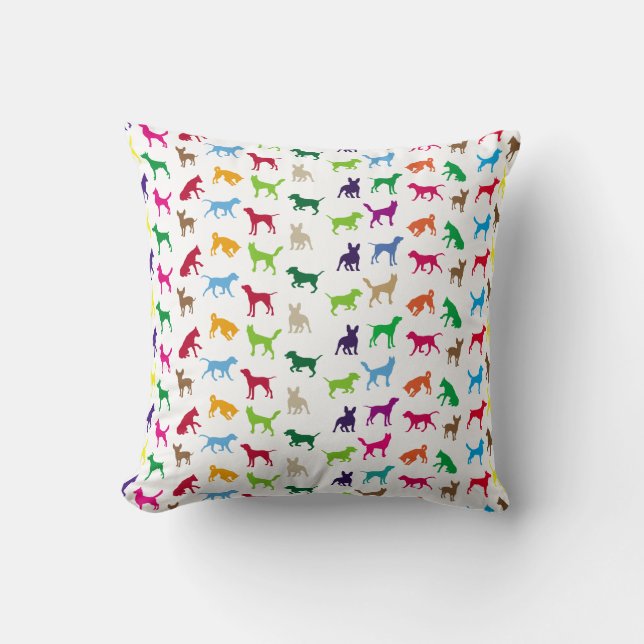 Colourful dogs silhouettes cushion (Front)