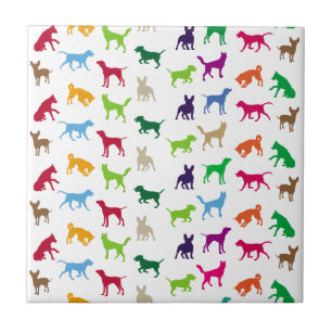 Colourful dogs silhouettes tile