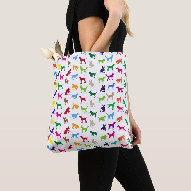 Colourful dogs silhouettes tote bag (Close Up)