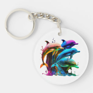 Colourful Dolphin-Awesome Sticker Key Ring