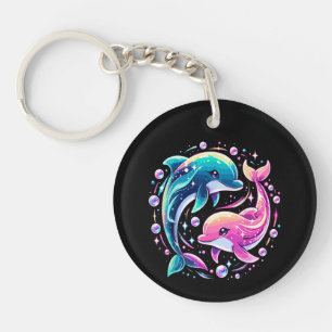 Colourful Dolphin Ocean Art Vibrant Sea Animal Lov Key Ring