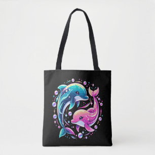 Colourful Dolphin Ocean Art Vibrant Sea Animal Lov Tote Bag