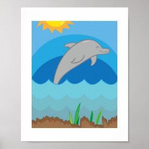 Colourful Dolphin Poster for Children's Room