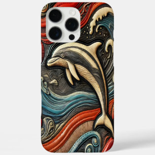 Colourful Dolphin Relief Design iPhone 16 Pro Max Case