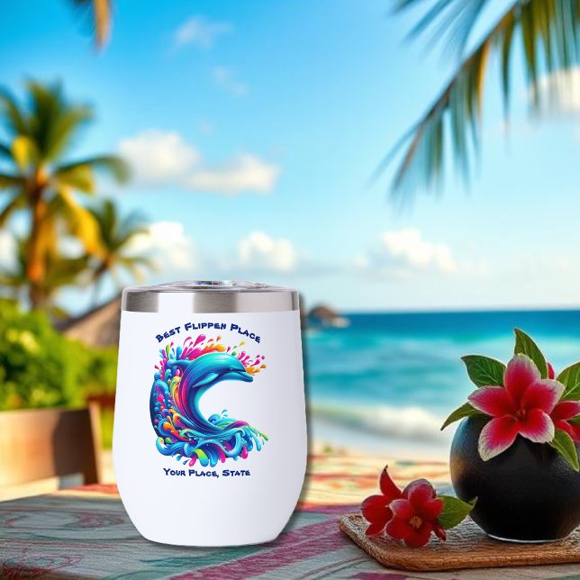 Colourful Dolphin Splash (Dolphin Colorful Splash-Fisherman Core-Summer Tumbler-Beach Tumbler)