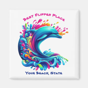 Colourful Dolphin Splash Magnet