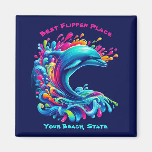 Colourful Dolphin Splash Magnet
