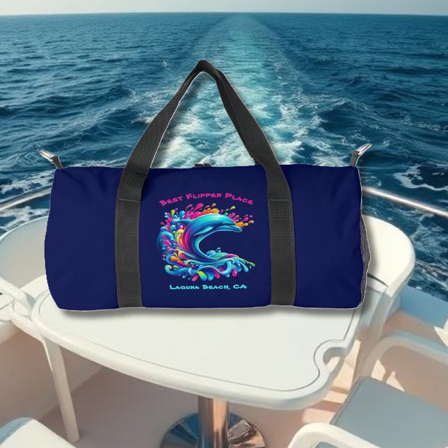 Colourful Dolphin Splash Zippered Pouch Duffle Bag (Colorful Dolphin Splash-Fisherman Core-Dopamine Dressing-Summer Duffel Bag-Beach Duffel Bag)