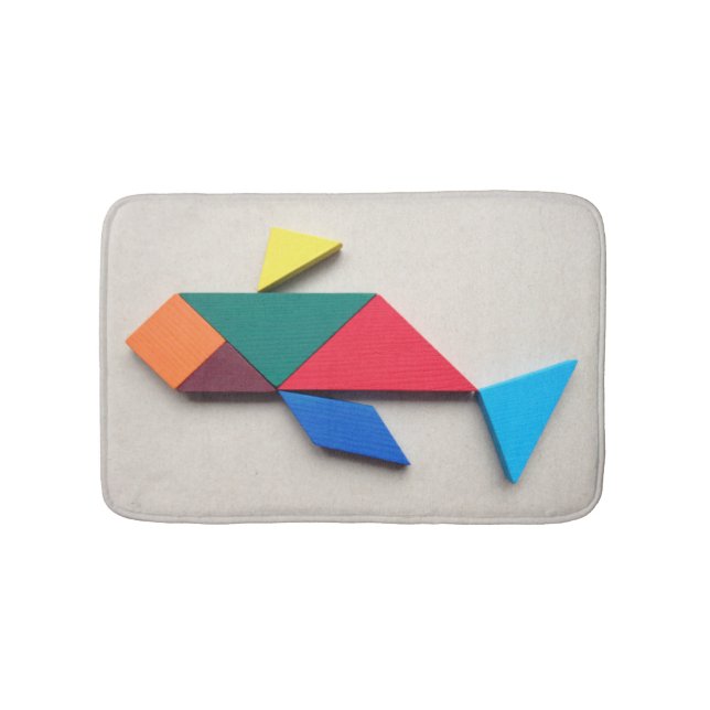 Colourful Dolphin Tangram Bath Mat (Front)