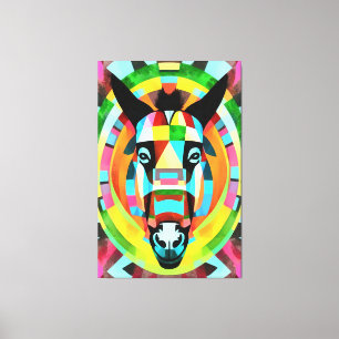 Colourful Donkey Geometric Art Abstract Canvas Print