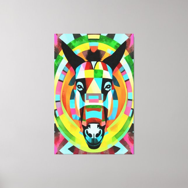 Colourful Donkey Geometric Art Abstract Canvas Print (Front)