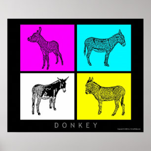 Colourful Donkeys Poster