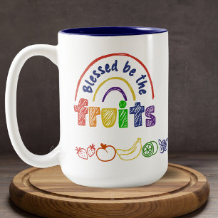 Colourful Doodle Drawing Gay Pride Rainbow Fruit  Two-Tone Coffee Mug