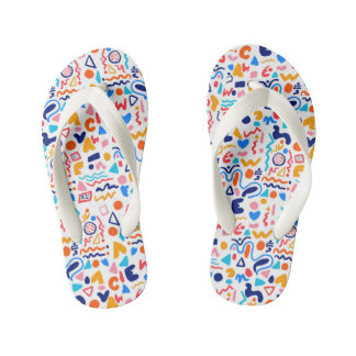 Colourful Doodle Flip Flops for Women | Retro Y2K 