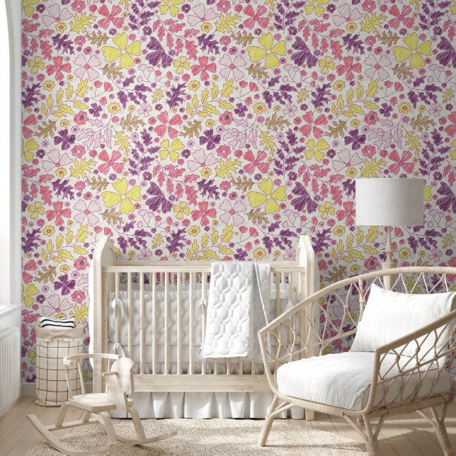 Colourful Doodle Flower Pencil Sketch Baby Shower  Wallpaper (Kids)