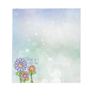 Colourful Doodle Flower Trio Notepad