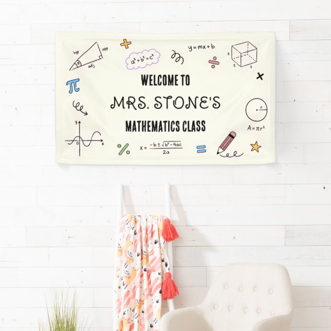 Colourful Doodle Mathematics Classroom  Banner (Insitu)