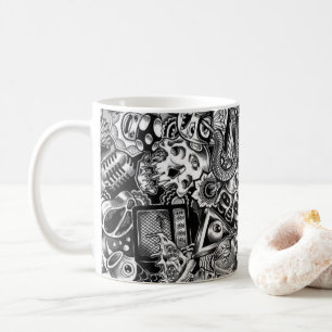 Colourful Doodle Pattern Coffee Mug Cute Cartoon