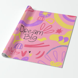 Colourful Doodle Pattern with Inspiration Quote Wrapping Paper