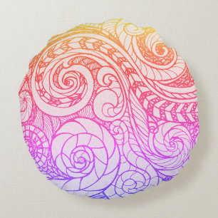 Colourful Doodle Round Pillow