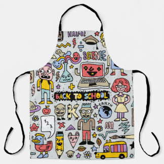 Colourful Doodle School Vintage Set Apron