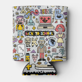 Colourful Doodle School Vintage Set Can Cooler
