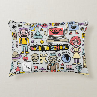 Colourful Doodle School Vintage Set Decorative Cushion