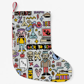 Colourful Doodle School Vintage Set Small Christmas Stocking