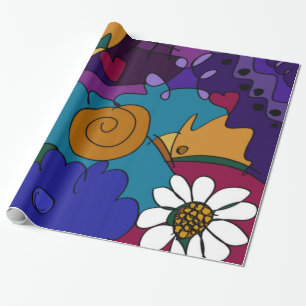 Colourful Doodle Sketches Bright Digital Drawn Art Wrapping Paper