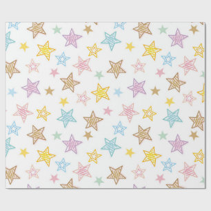 Colourful Doodle Stars Wrapping Paper