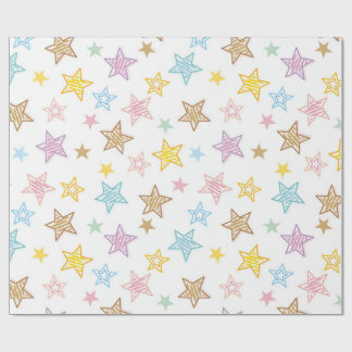 Colourful Doodle Stars Wrapping Paper