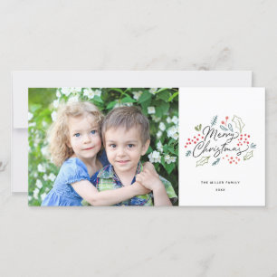 Colourful Doodles Merry Christmas Photo Holiday Card
