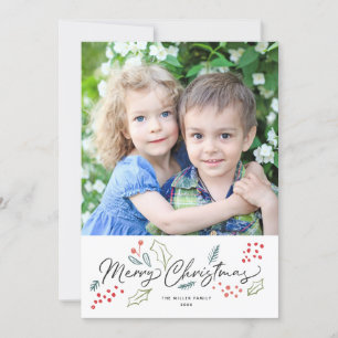 Colourful Doodles Merry Christmas Photo Holiday Card