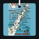 Colourful Door County Wisconsin Metal Tree Decoration<br><div class="desc">Wonderful,  colourful,  vintage Door County  Wisconsin map repurposed!. "Green Bay and Lake Michigan surround this peninsula.  You can move the map about on the back to show a specific area of the county.</div>