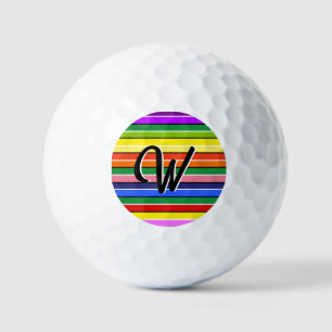 Colourful Dopamine Dressing Multi-Coloured Striped Golf Balls