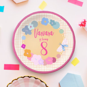 Colourful Dopamine Flower Birthday Girl Paper Plat Plate