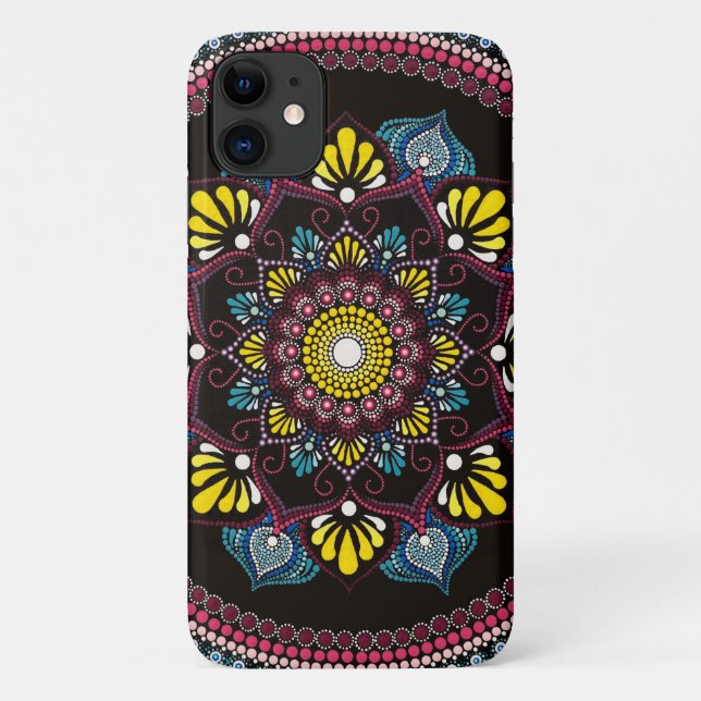 Colourful Dot Art Mandala | Sacred Geometry Boho Case-Mate iPhone Case (Back)