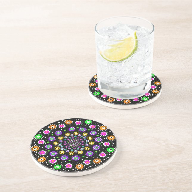 Colourful Dot Mandala Coaster (Side)