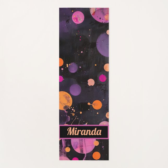 colourful dots Acryl Painting Style with name Yoga Mat (Front)