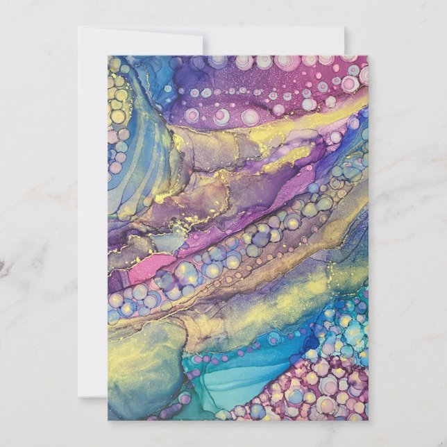 Colourful Dots Alcohol Ink Abstract Art Blank Card (Front)