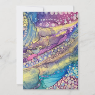 Colourful Dots Alcohol Ink Abstract Art Blank Card