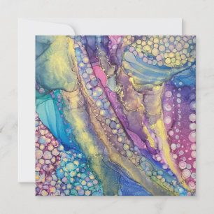 Colourful Dots Alcohol Ink Abstract Art Blank Card