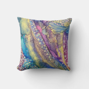 Colourful Dots Alcohol Ink Liquid Abstract Art Cushion