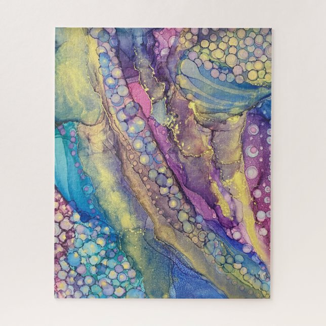 Colourful Dots Alcohol Ink Liquid Abstract Art Jigsaw Puzzle (Vertical)