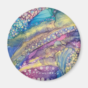 Colourful Dots Alcohol Ink Liquid Abstract Art Magnet