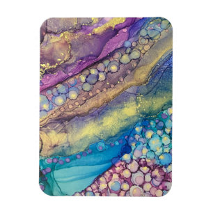 Colourful Dots Alcohol Ink Liquid Abstract Art Magnet