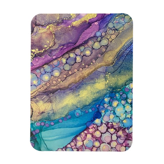 Colourful Dots Alcohol Ink Liquid Abstract Art Magnet (Vertical)