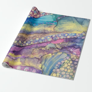Colourful Dots Alcohol Ink Liquid Abstract Art Wrapping Paper