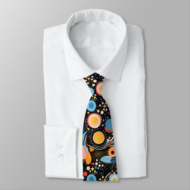 Colourful dots and abstract shapes pattern tie (Tied)