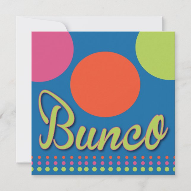 Colourful Dots Bunco Dice Game Invitation (Front)